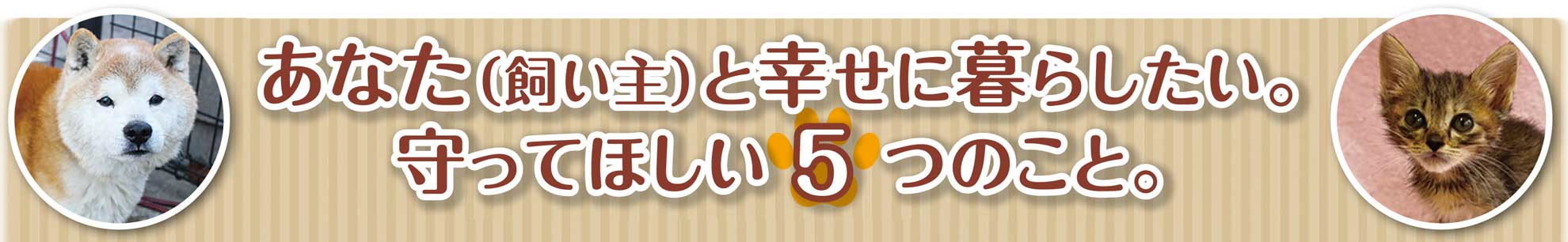 あなた（飼い主）と幸せに暮らしたい。守ってほしい5つのこと。