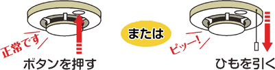 火災警報器イラスト　ボタンを押す または ひもを引く