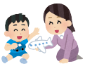 お母さんと遊ぶ男の子のイラスト