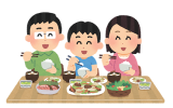 食事をする家族のイラスト