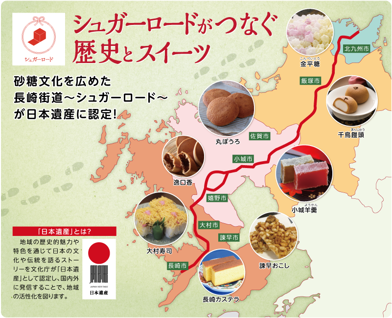 砂糖文化を広めた長崎街道〜シュガーロード〜が日本遺産に認定！