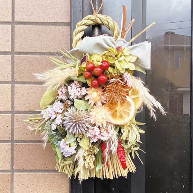 ドライフラワーしめ縄飾り写真
