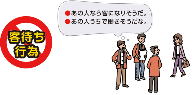 客待ち行為
●あの人なら客になりそうだ。
●あの人うちで働きそうだな。