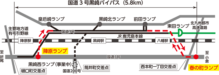 国道3号黒崎バイパス地図