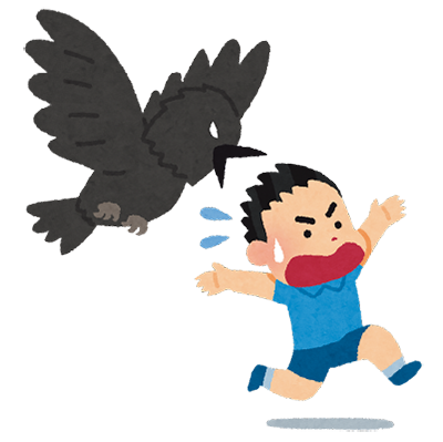 カラスの威嚇や攻撃イラスト