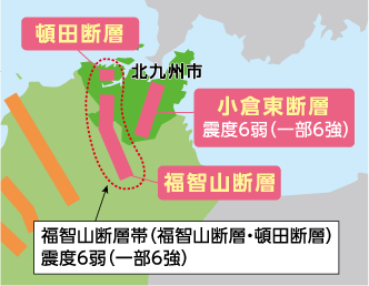 活断層の位置と想定される最大震度の説明画像