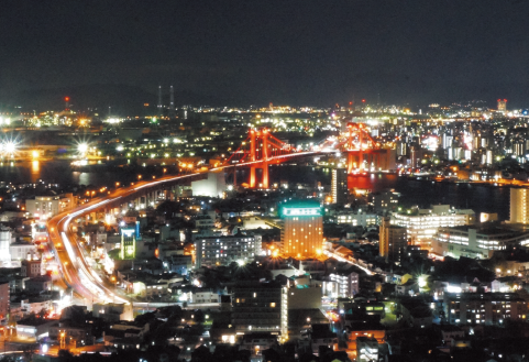 高塔山夜景キャッチコピー「河童の愛した宝石箱」写真