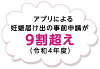 アプリによる妊娠届け出の事前申請が9割超え（令和4年度）