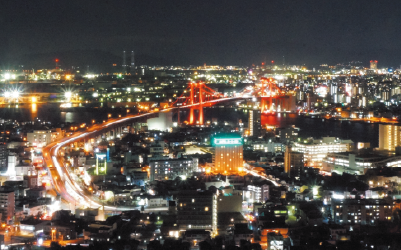 高塔山夜景キャッチコピー「河童の愛した宝石箱」写真