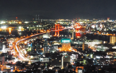 高塔山夜景キャッチコピー「河童の愛した宝石箱」写真