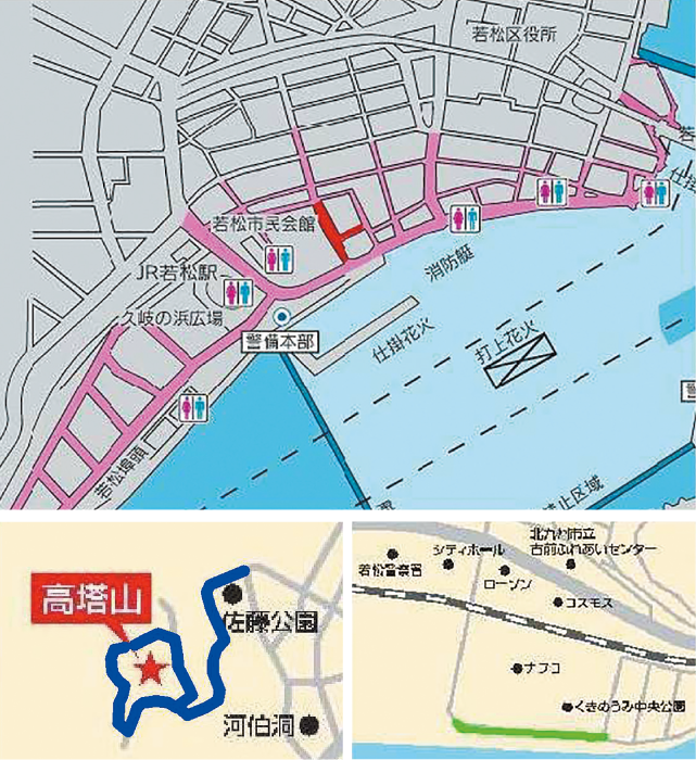 「くきのうみ花火の祭典」交通規制のお知らせの地図