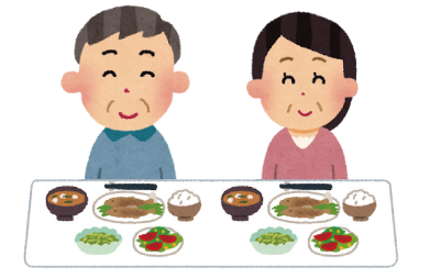 高齢者の食卓のイラスト
