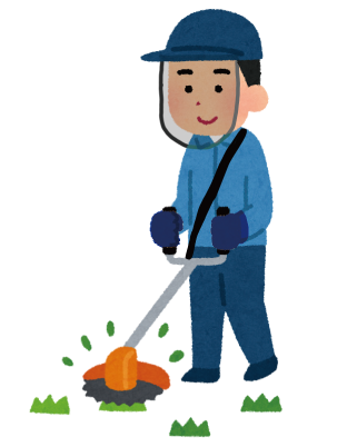 草刈りをしている男性のイラスト