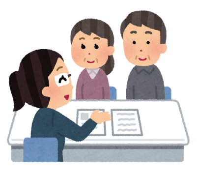 無料相談中の夫婦のイラスト