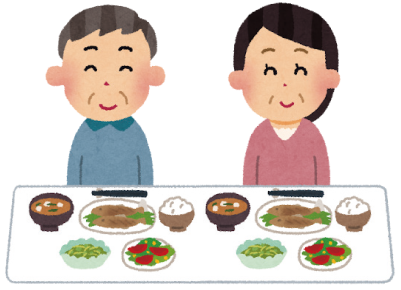 食事をする夫婦のイラスト