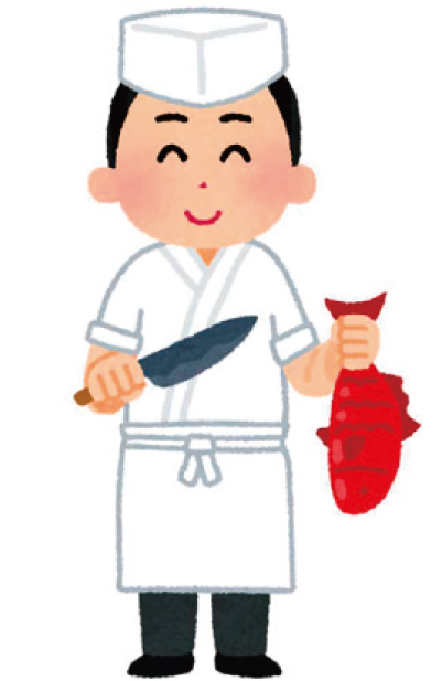 シニア男性向け「包丁研ぎ&魚さばき方教室」のイラスト