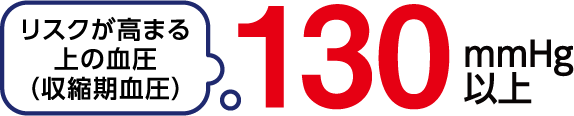 リスクが高まる上の血圧(収縮期血圧)130mmHg以上