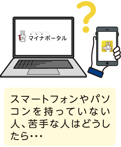 スマートフォンやパソコンを持っていない人、苦手な人はどうしたら・・・