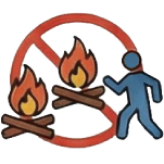 屋外で、火遊び・たき火をしないのイラスト