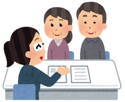 相談する夫婦のイラスト