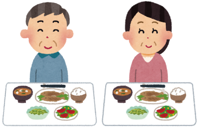 食事をする夫婦のイラスト