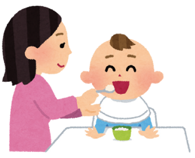 離乳食を食べる赤ちゃんのイラスト