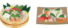 刺身盛り合わせのイラスト