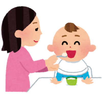 離乳食を食べる赤ちゃんのイラスト