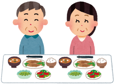 食事をする夫婦のイラスト