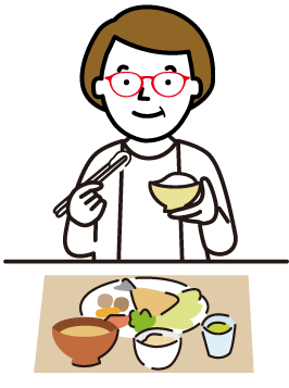 食べる（正しい食生活と口腔ケア）のイラスト