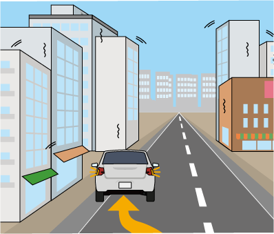 道路の左側に停止する車のイラスト