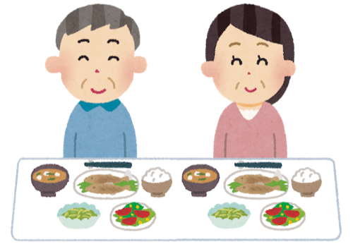 食事をする夫婦のイラスト