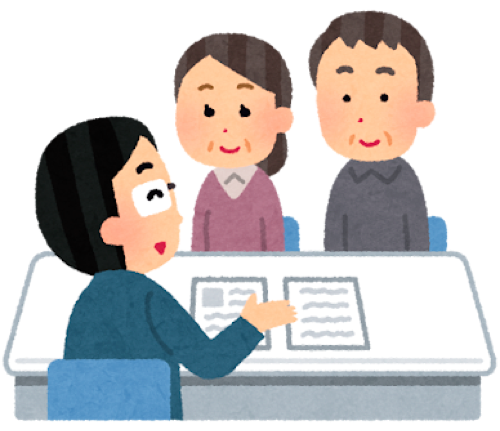 相談する夫婦のイラスト