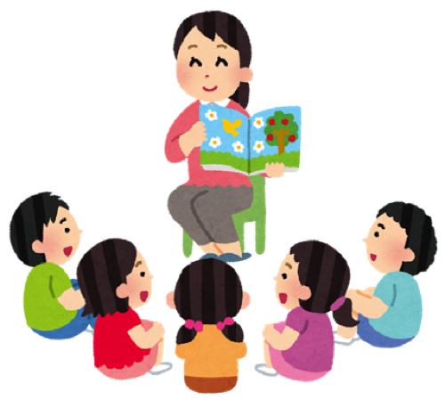 読み聞かせ中のイラスト