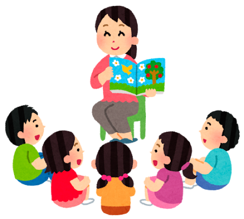 よみきかせ中のイラスト