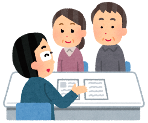 相談する夫婦のイラスト