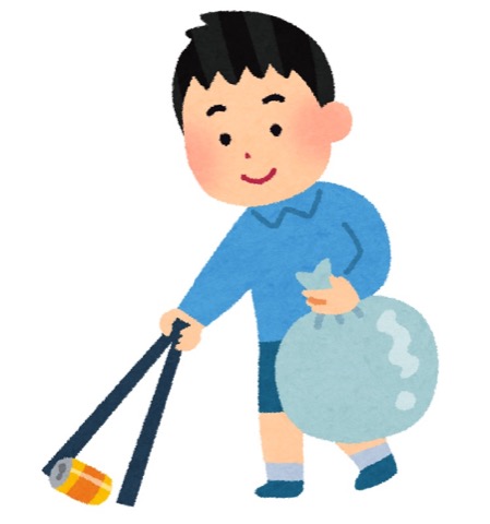 ごみ拾いをしているイラスト
