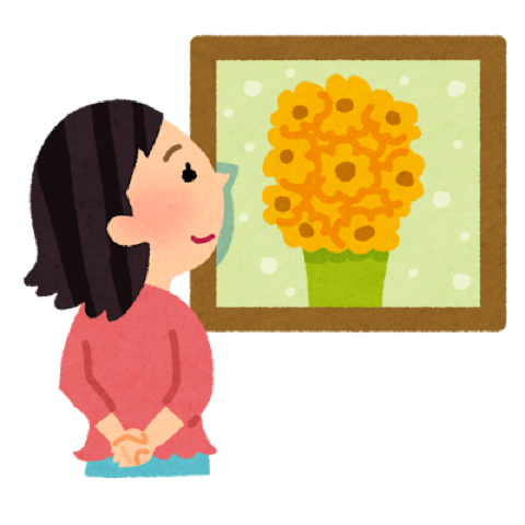 作品を鑑賞するイラスト