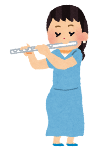 フルートを吹く女性のイラスト