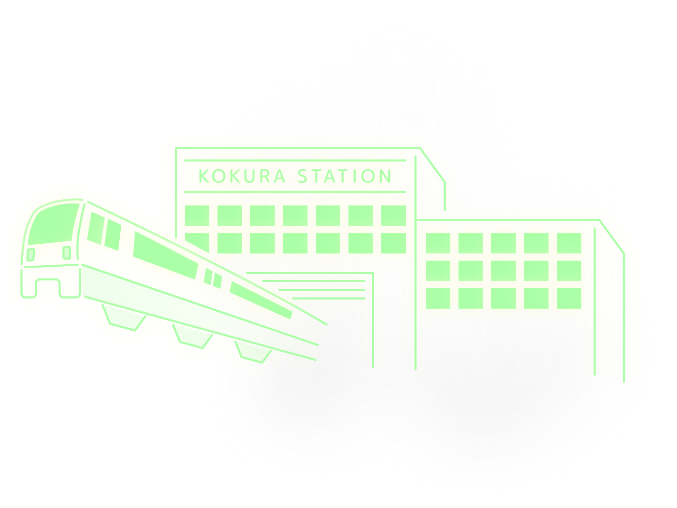 ネオン風の駅のイラスト