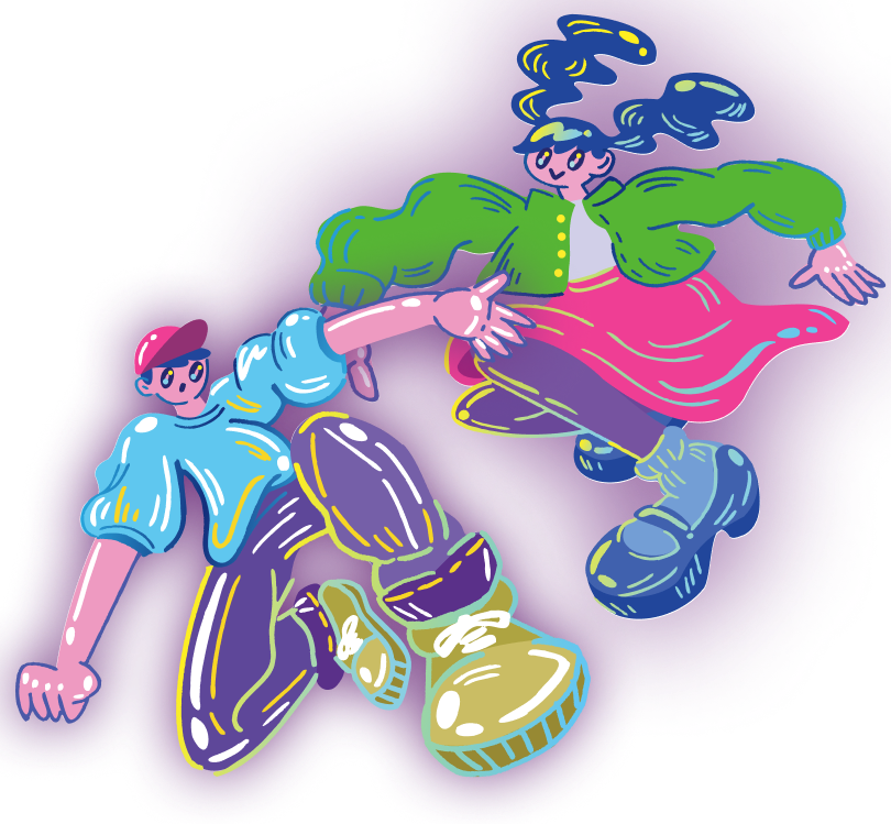 女性と男性のポップなイラスト