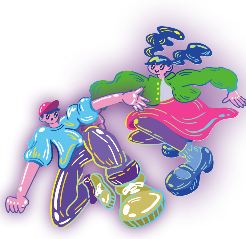 女性と男性のポップなイラスト