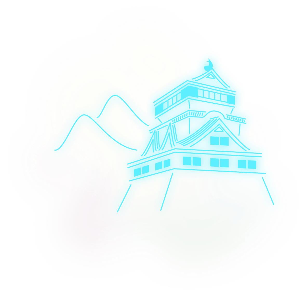 ネオン風のお城のイラスト