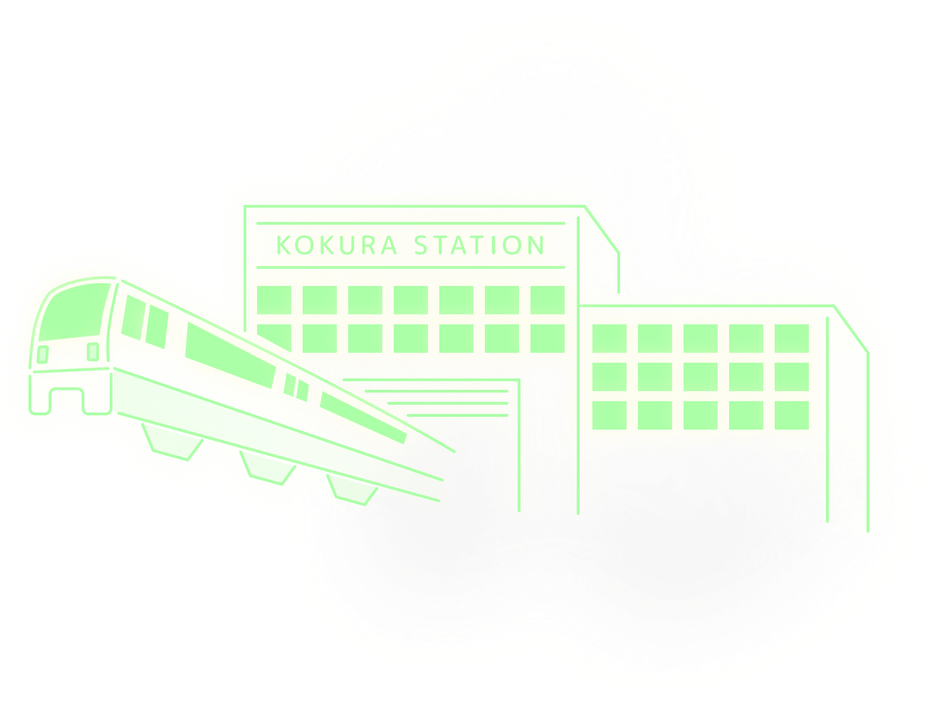 ネオン風の駅のイラスト