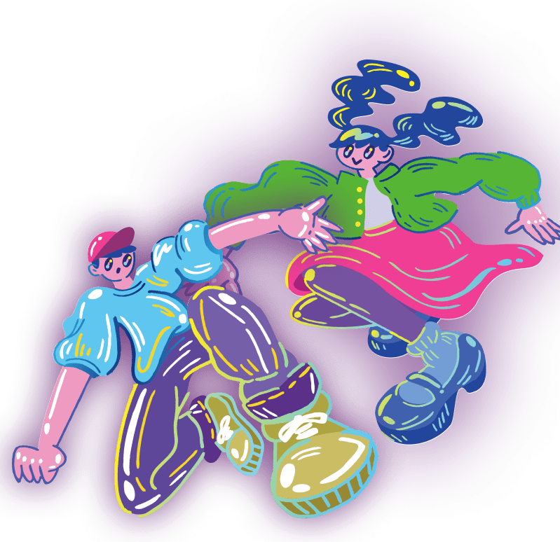 女性と男性のポップなイラスト